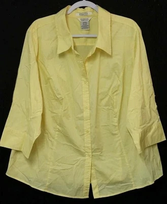 George Women's Plus Yellow 22W/24W Cotton Blend Button-Up Top - Image 1 of 4