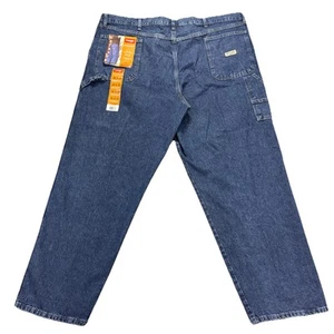 Wrangler Carpenter Jeans Herren 46x30 Blau Denim Workwear Straight Leg Biker NEU - Bild 1 von 8