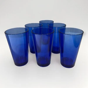 Libbey 16 Oz Cobalt Blue Glass Tumblers/Glasses Set Of 6 - Picture 1 of 8