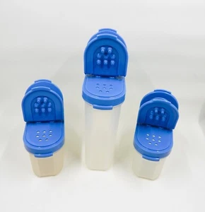 Tupperware Modular Mates Spice Containers Lt. Blue Lids Lot of 3 - Picture 1 of 8