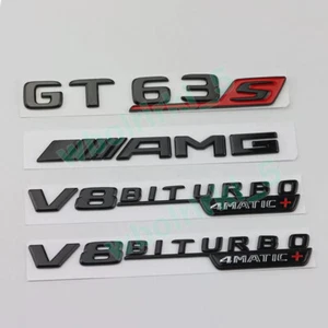 Für Mercedes GT63s AMG V8 Biturbo 4Matic+ Embleme Aufkleber Auto Schwarz Glanz - Bild 1 von 3