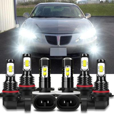 Faróis de LED brancos combo para Pontiac Grand Prix 2004-2008 + luzes de neblina 6x lâmpadas - Imagem 1 de 4