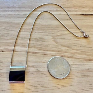 SU Thailand 925 Sterling Silver Black Onyx Square Pendant Necklace 16" 925 Chain - Picture 1 of 7