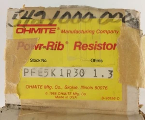 Resistencia de costilla de potencia Ohmite PFE5K1R30 1,3 ohmios - Imagen 1 de 11