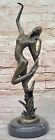 Nude Abstract Femmina Bambina Bronzo Scultura Statua Moderno Art Marmo Statuina