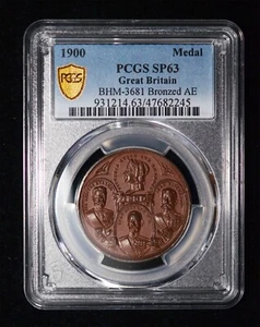 PCGS SP63 1900 Great Britain Queen Victoria & 3 Generals Boer War Victory Medal - Picture 1 of 4