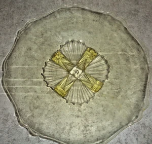 Yellow Glass Footed Serving Dish Platter 10" Vintage Depression Glass * - Picture 1 of 2