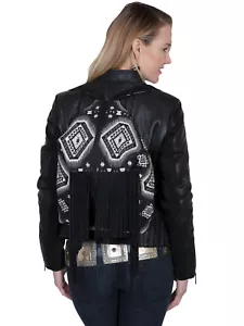 Mochila para mujer Scully negra azteca con flecos B158 - Imagen 1 de 2