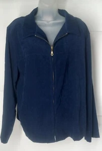 Dressbarn Womens Jacket Size 18W Lightweight Navy Blue w/Shoulder Pads - Picture 1 of 6