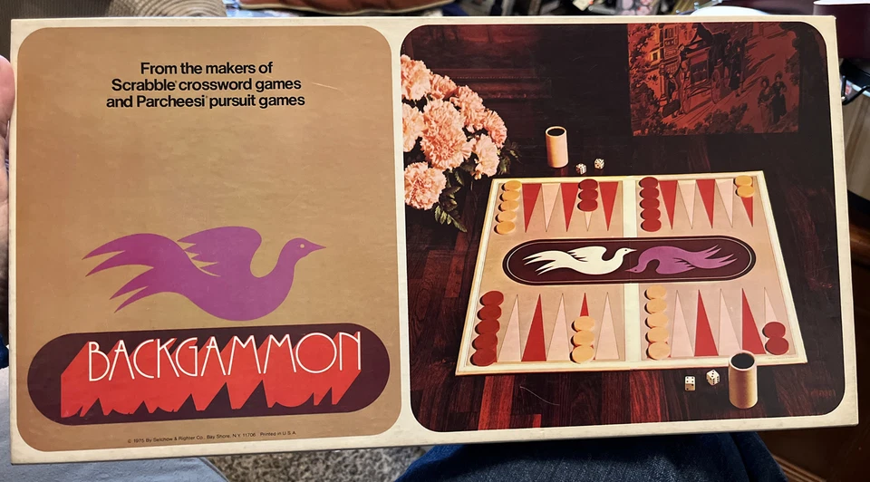 Vintage 1975 Backgammon Board Game S&R Games CIB Rare Wooden Pips Pawns Checkers - Image 1 of 4