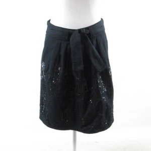 Black 100% cotton ESSENTIALS ANTWERP embroidered trim sequin A-line skirt M - Picture 1 of 8