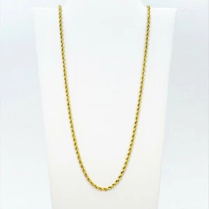 22K Gold Rope Chain Necklace 21.75" Hollow 2mm Hallmarked Genuine Made In Italy - Picture 1 of 11