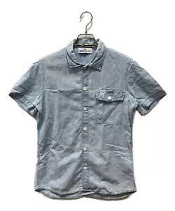 STONE ISLAND CHAMBRAY S/S Sshirt Size: M  Blue Men 581511642 - Picture 1 of 8