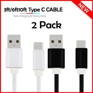 Lot de 2 Câble de Charge Rapide Type C Câble USB-C Rapide Chargeur Alimentation Charge - Photo 1 sur 19