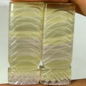 71.85Cts 100% Natural Carved Fluorite Pair Cushion Cab Rare Gemstones 08x32x07mm - Picture 1 of 3