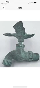 Vtg Brass Garden Faucet Tap Water Goose Figural Handle Spigot Outdoor Yard Hose - Picture 1 of 10