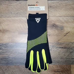 Reebok Running Gloves Unisex Size Large Reflective Graphic Smart Touch Black NEW - Picture 1 of 9
