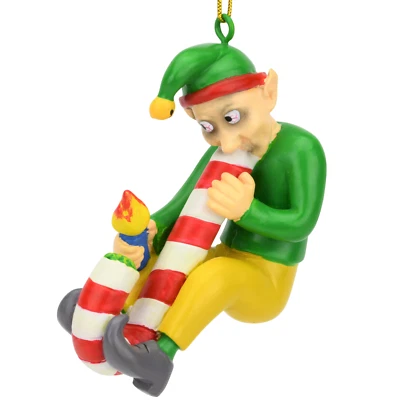 Tree Buddees Candy Cane Bong Elf Funny Weed Smoking Christmas Ornament Cannabis