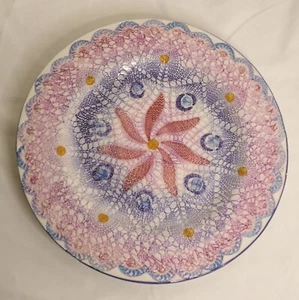 Piatto mosaico originale in pizzo veneziano biscotto dipinto a mano Zonta Made in Italy - Foto 1 di 9