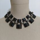 Equip Y2k Chunky Punk Necklace Statement Black Acrylic On Gun Metal Chain