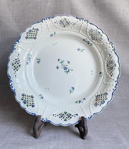 Antique c1780 Leeds Intricately Pierced Hand Painted Creamware Serving Plate - Picture 1 of 23