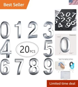 20-Piece Self-Adhesive 3D House Numbers 0-9 - Silver, 3 Inch for Easy Visibility - Picture 1 of 9