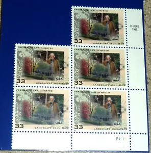 USA .33 "Frederick Law Olmsted" 1999 Block 4+1 Briefmarken Scott 3338 USPS POSTFRISCH - Bild 1 von 2