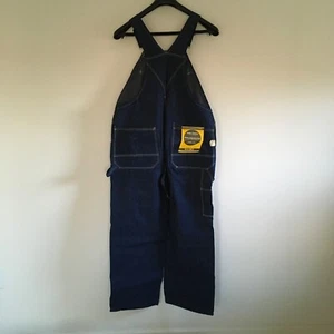 VTG 60s 70s Fawn Grove Manufacturing RHINO Bib Overalls 40x29 Blue Jeans NOS NWT - Picture 1 of 17
