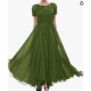 H.S.D. Mother of The Bride Dresses Chiffon Evening Formal Dress Short Sleeve Wed - Picture 1 of 7
