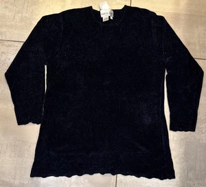 Vintage David Dart Damen Gr. SM mitternachtsblau Glitzer Pullover Oberteil Velours neu mit Etikett $ 98 - Bild 1 von 7
