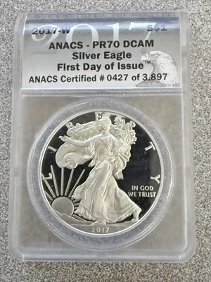 2017 W Silver Eagle, PR70 DCAM, First Day of Issue, Free Shipping - Image 1 of 3
