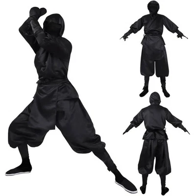 Traje de disfraces de ninja negro japonés para hombre disfraz de Halloween Foto 1 de 4
