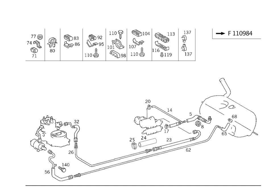 Mangueira de combustível genuína Mercedes-Benz 124-470-80-75 - Imagem 1 de 1