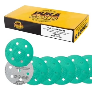 600 Grit 3.5" (90mm) Sanding Discs, 7-Hole, Box of 50 - Hook & Loop Sandpaper - Picture 1 of 5