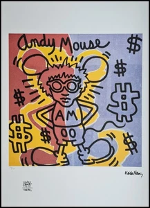 KEITH HARING * Andy Mouse * 70 x 50 cm * signed lithograph * limited # 37/150 - Bild 1 von 8