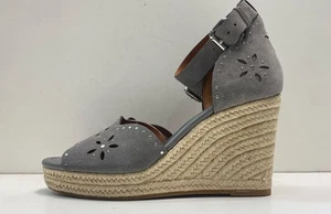 Coach Women's Grey Espadrille Wedge Sandal Size 9 - Picture 1 of 7