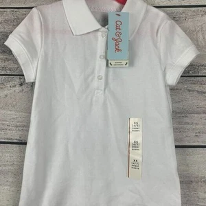 Girls' Short Sleeve Stretch Pique Uniform Polo Shirt - Cat & Jack White XS (4/5) - Picture 1 of 2