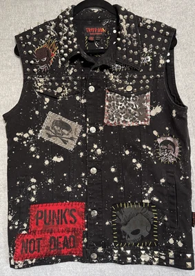 Tripp NYC Vest Mens Studs Punk Vest Patches Leopard Back New RARE Hard to Find S - Image 1 of 4