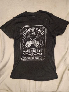 Camiseta Johnny Cash Gris Hombre en Negro Guitarras Cruzadas Grande - Imagen 1 de 6