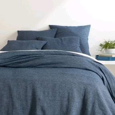 Pine Cone Hill Jovie Stonewashed Heavy Linen Twin/TwinXL Duvet Cover Navy Luxury - Image 1 of 4