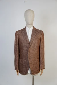 Cantarelli Blazer Brown Linen Sport Coat Italy Size 52 EU 42R - Picture 1 of 13