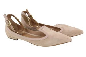 EMPORIO ARMANI X3D225 Women Flats EU37 Beige Suede Leather Pointed Toe Ballerina - Picture 1 of 14