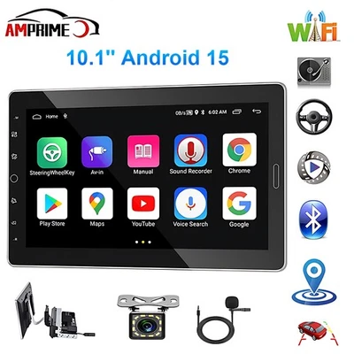 1DIN Android 15 drehbar 10.1'' Touchscreen 2+64G Autoradio GPS Navi WIFI + Kam - Bild 1 von 4