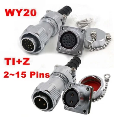 WY20 TI+Z Waterproof Aviation Plugs Flange Sockets 2 3 4~15 Pins Cable Connector - Image 1 of 4