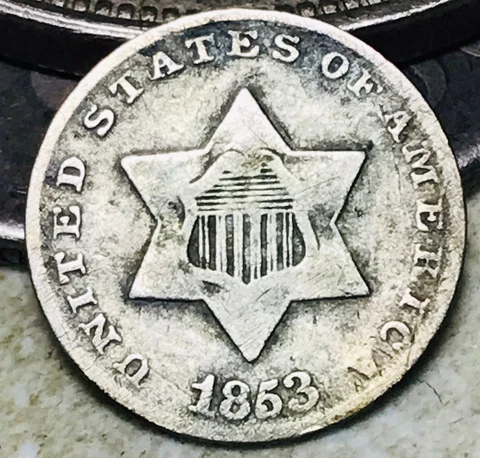 1853 Three Cent Silver Piece Trime 3c Type 1 Ungraded Choice US Coin CC18564 Cover