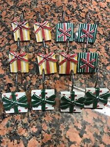 Christmas Shower Curtain Hooks Set of 12 Assorted Gift Boxes 3 Different Designs