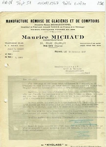 Dépt 51 - Reims 31 Rue Duruy - Belle Entête Secteur Glacières & Comptoirs - 1947 - Picture 1 of 1