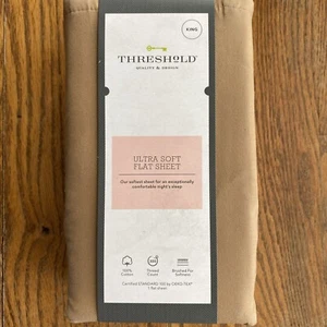 4 Pack Threshold Ultra Soft King Flat Sheet - 100% Cotton - 300 Thread Ct- Brown - Picture 1 of 3