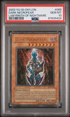 YUGIOH Labyrinth of Nightmare DARK NECROFEAR LON-065 Ultra Rare PSA 10 Low Pop - Image 1 of 2
