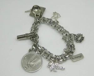 Medizinische Krankenschwester Sterlingsilber 6,25" Bettelarmband mit 7 Charms von Binder Bros - Bild 1 von 11